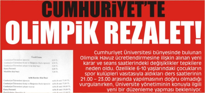 CUMHURİYET?TE OLİMPİK REZALET!